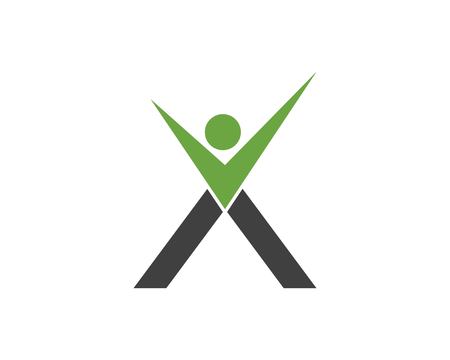 X letter people logo templateのイラスト素材