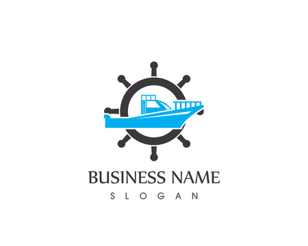 Ocean cruise liner ship silhouette simple linear logoのイラスト素材