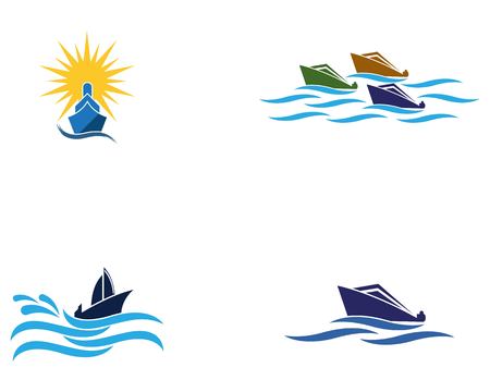 Ocean cruise liner ship silhouette simple linear logoのイラスト素材