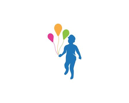 Funny kid with baloon logo templateのイラスト素材
