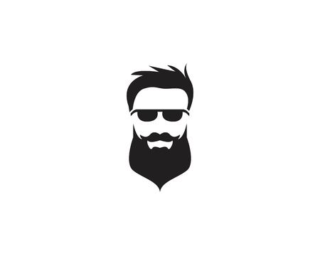 Bearded man with hair cut fashion logo silhouetteのイラスト素材