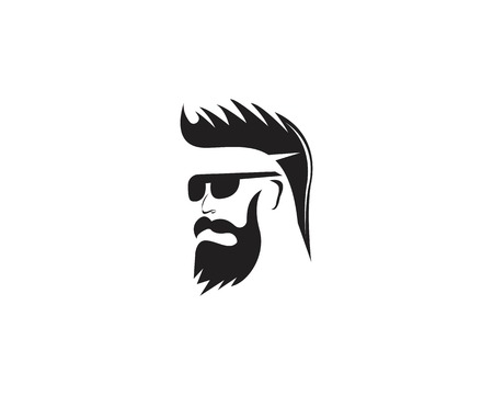 Bearded man with hair cut fashion logo silhouetteのイラスト素材