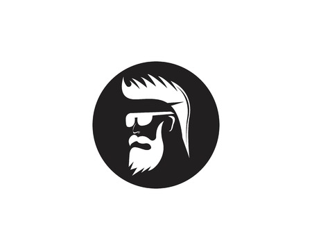 Bearded man with hair cut fashion logo silhouetteのイラスト素材