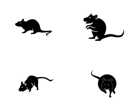 Rat  cartoon silhouette icon and symbol vector illustrationのイラスト素材