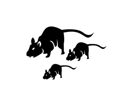 Rat  cartoon silhouette icon and symbol vector illustrationのイラスト素材