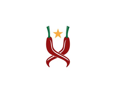 Red hot natural chili icon Template vector Illustrationのイラスト素材