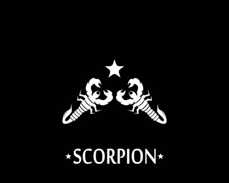 Scorpion icon and symbol vector illustration on black backgroundのイラスト素材