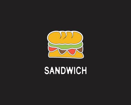 Sandwich logo design vector illustration on black backgroundのイラスト素材