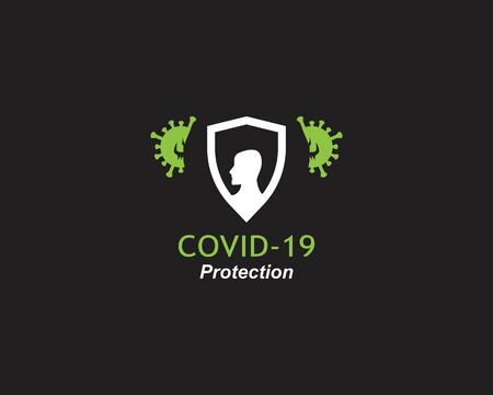 COVID -19  logo vector template illustration on black backgroundのイラスト素材