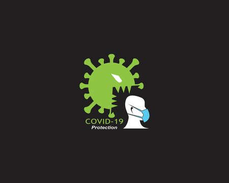 COVID -19  logo vector template illustration on black backgroundのイラスト素材