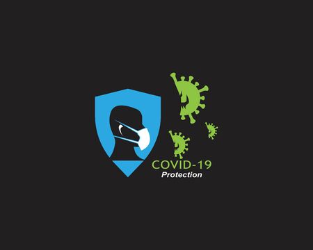 COVID -19  logo vector template illustration on black backgroundのイラスト素材