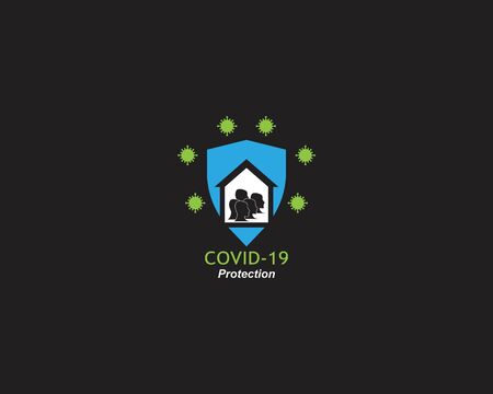 COVID -19  logo vector template illustration on black backgroundのイラスト素材