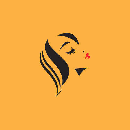 woman hair style icon and symbol silhouette vectorのイラスト素材