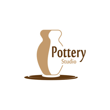 Pottery workshop studio logo vector templateのイラスト素材