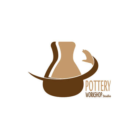 Pottery workshop studio logo vector templateのイラスト素材