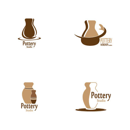 Pottery workshop studio logo vector templateのイラスト素材