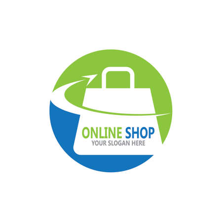 Bag shopping,online shop vector templateのイラスト素材