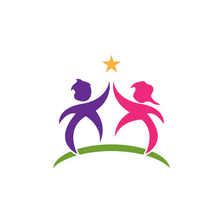 Happy Kids Logo Vector Template Illustrationのイラスト素材