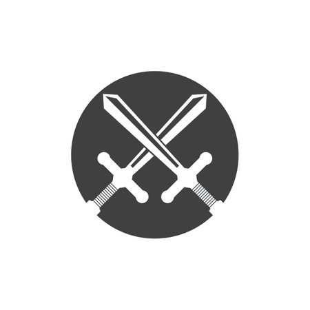 Black Sword War Defend Logo Vector Illustrationのイラスト素材