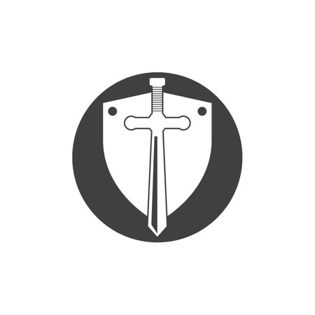 Black Sword War Defend Logo Vector Illustrationのイラスト素材
