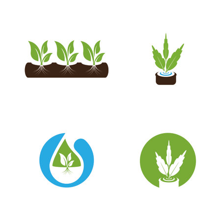 Hydroponic Logo Vector Template Illustrationのイラスト素材