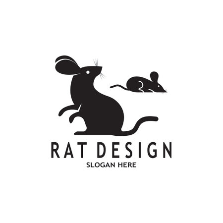 Rat Black Silhouette  Logo Vector Illustrationのイラスト素材