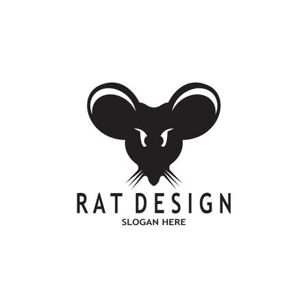 Rat Black Silhouette  Logo Vector Illustrationのイラスト素材