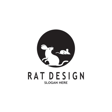 Rat Black Silhouette  Logo Vector Illustrationのイラスト素材