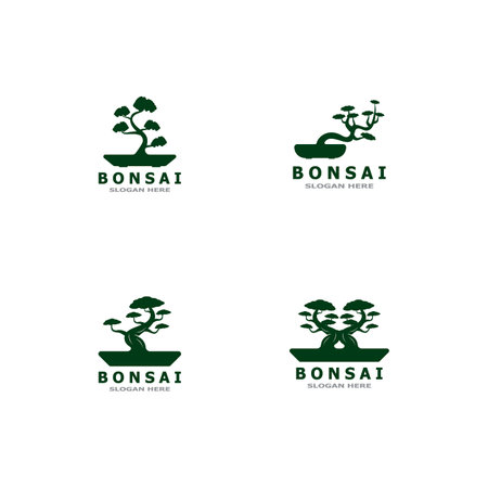 Bonsai Tree Plant Vector Logo Illustrationのイラスト素材