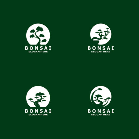 Bonsai Tree Plant Vector Logo Illustrationのイラスト素材