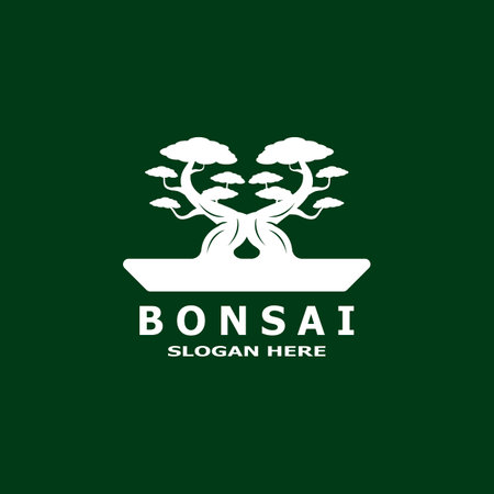 Bonsai Tree Plant Vector Logo Illustrationのイラスト素材