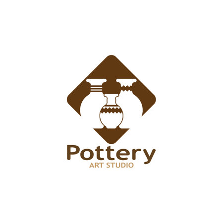 Pottery Art Studio Logo Vector Template Illustrationのイラスト素材