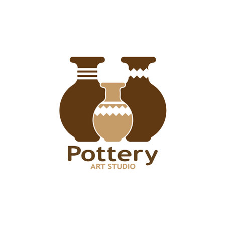 Pottery Art Studio Logo Vector Template Illustrationのイラスト素材