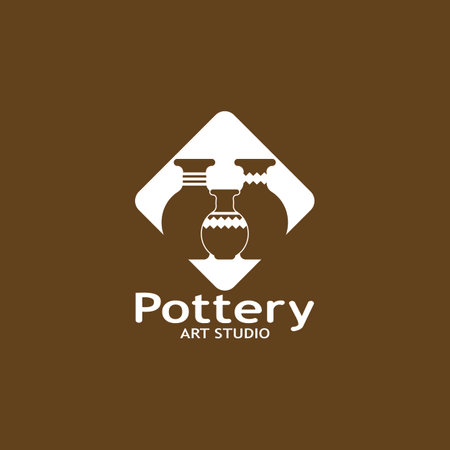 Pottery Art Studio Logo Vector Template Illustrationのイラスト素材