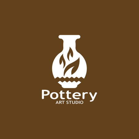 Pottery Art Studio Logo Vector Template Illustrationのイラスト素材