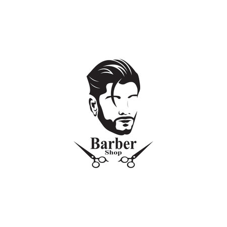 Barber Shop Hair Style Silhouette Vector Templateのイラスト素材