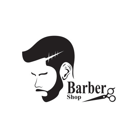 Barber Shop Hair Style Silhouette Vector Templateのイラスト素材