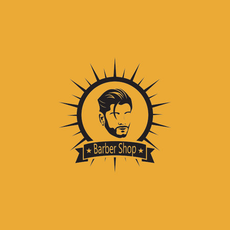 Barber Shop Hair Style Silhouette Vector Templateのイラスト素材