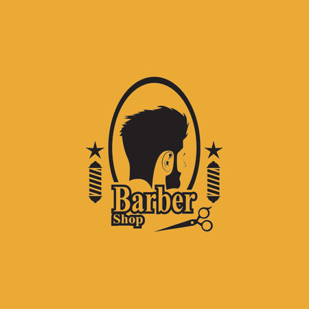 Barber Shop Hair Style Silhouette Vector Templateのイラスト素材