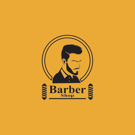 Barber Shop Hair Style Silhouette Vector Templateのイラスト素材