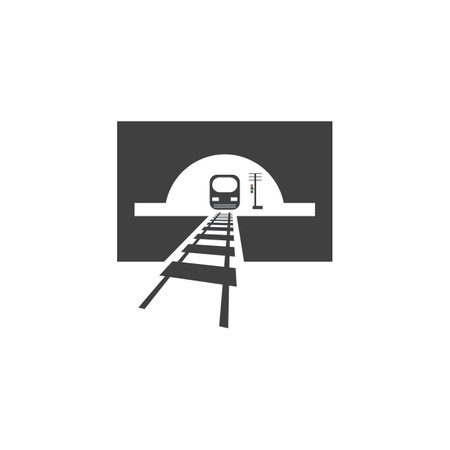 Rail with tunnel logo icon vector design templateのイラスト素材