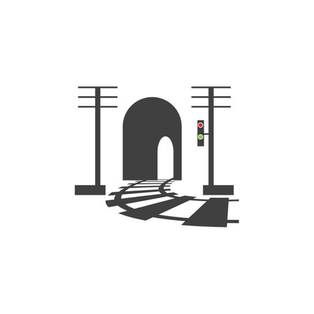 Rail with tunnel logo icon vector design templateのイラスト素材