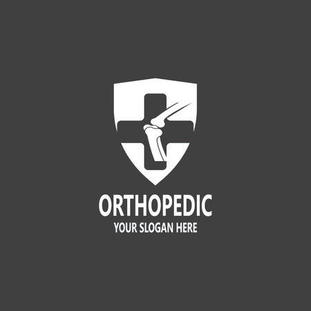 Human bone orthopedic logo vector. Anatomy skeleton flat design template illustrationのイラスト素材