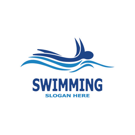 Swimming people logo vector template illustrationのイラスト素材