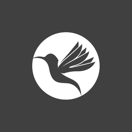 Humming bird silhouette art logo vector illustrationのイラスト素材