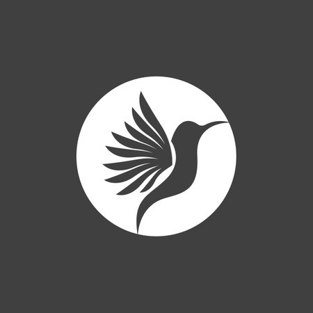 Humming bird silhouette art logo vector illustrationのイラスト素材