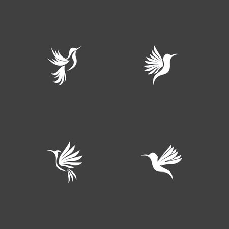 Humming bird silhouette art logo vector illustrationのイラスト素材