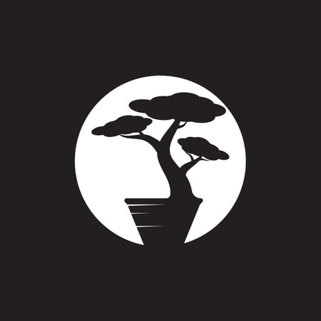 Bonsai logo design. Japanese Small Plant Tree Silhouette logo designのイラスト素材