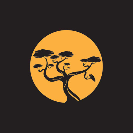 Bonsai logo design. Japanese Small Plant Tree Silhouette logo designのイラスト素材