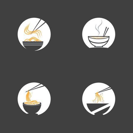 Noodle food  noodle bowl logo vector illustrationのイラスト素材
